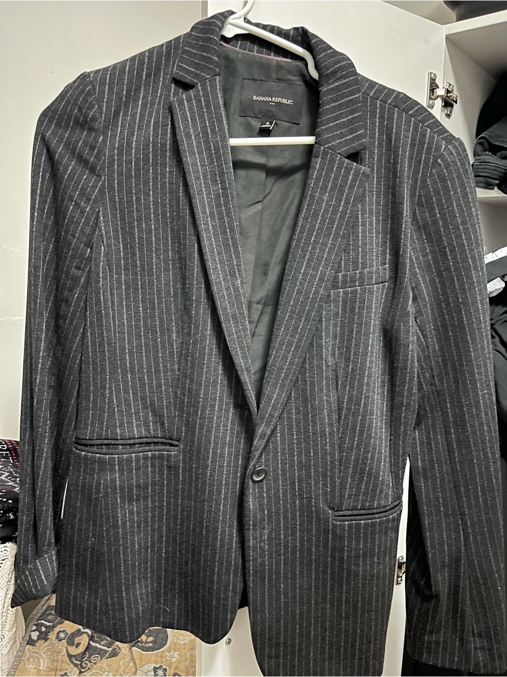 Banana Republic Black Charcoal Pinstripe Women's Blazer